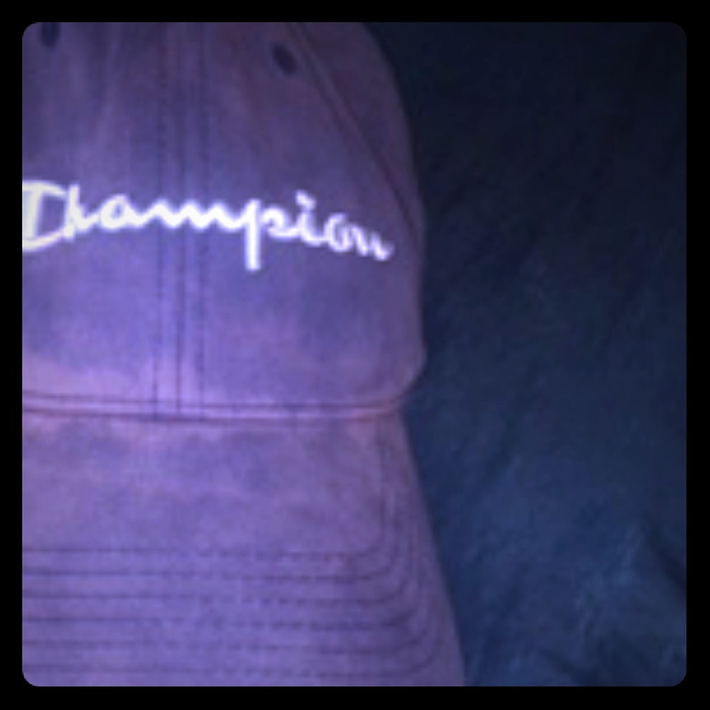 Champion hat purple spellout